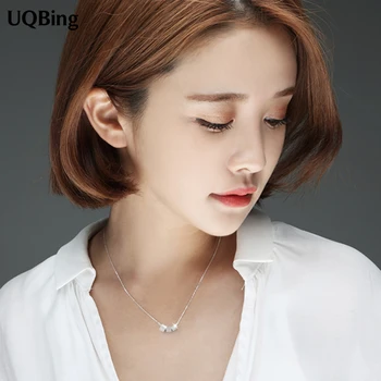 

925 Sterling Silver Cube Pendants&Necklaces Pure Sterling Silver 925 Necklace Jewelry Collar Colar de Plata