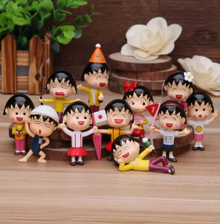 

12pcs/lot 5cm Chibi Maruko Chan Action Figures Sakura Momoko Dolls Pvc Figure Garage Kit Toy Brinquedos Anime