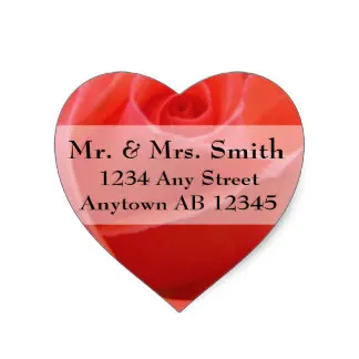 

3.8cm White Tipped Pink Rose Wedding Address Label Heart Sticker