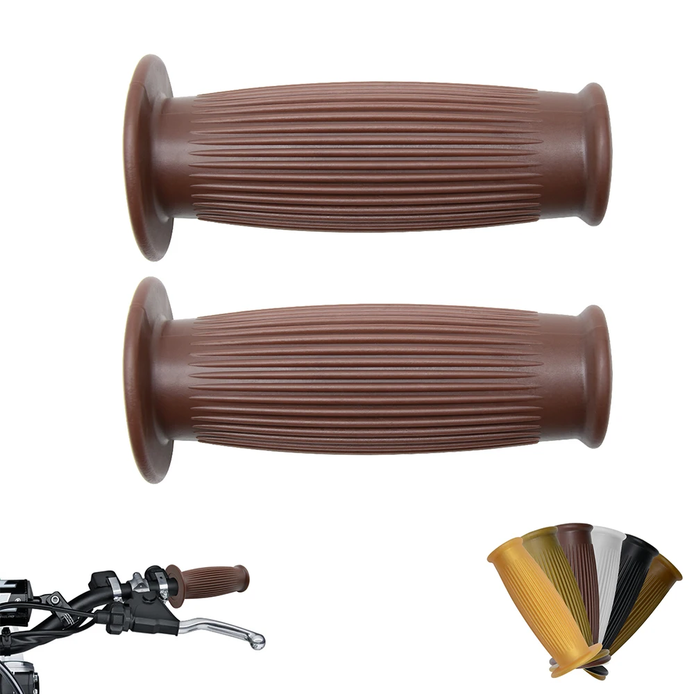 Motorcycle 7/8'' Retro Rubber Handlebar Hand Grip For Honda Suzuki Kawasaki Cafe Racer Bobber Custom free | Автомобили и