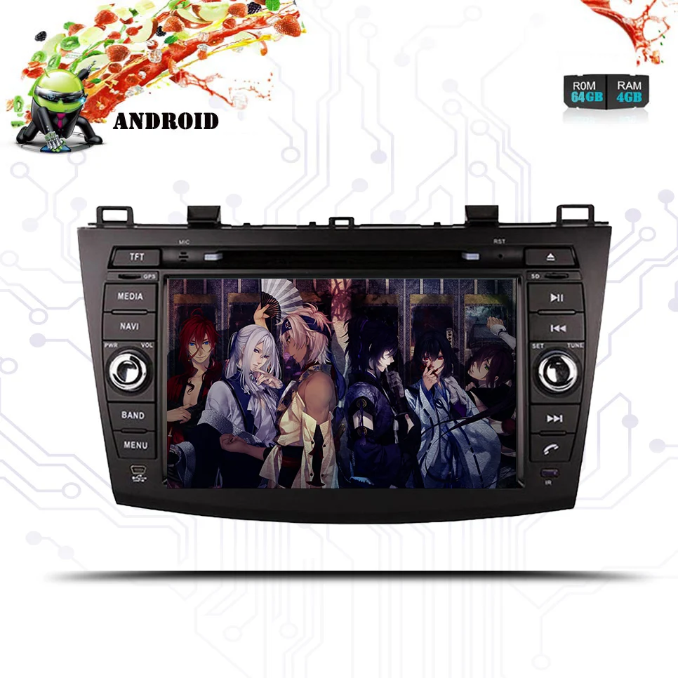 Top 8" IPS Android 9.0 unique 2 din car dvd stere for Mazda 3 Mazda 3 maxx Axela 2009-2013 gps navigation Radio RDS Mirror link Map 5