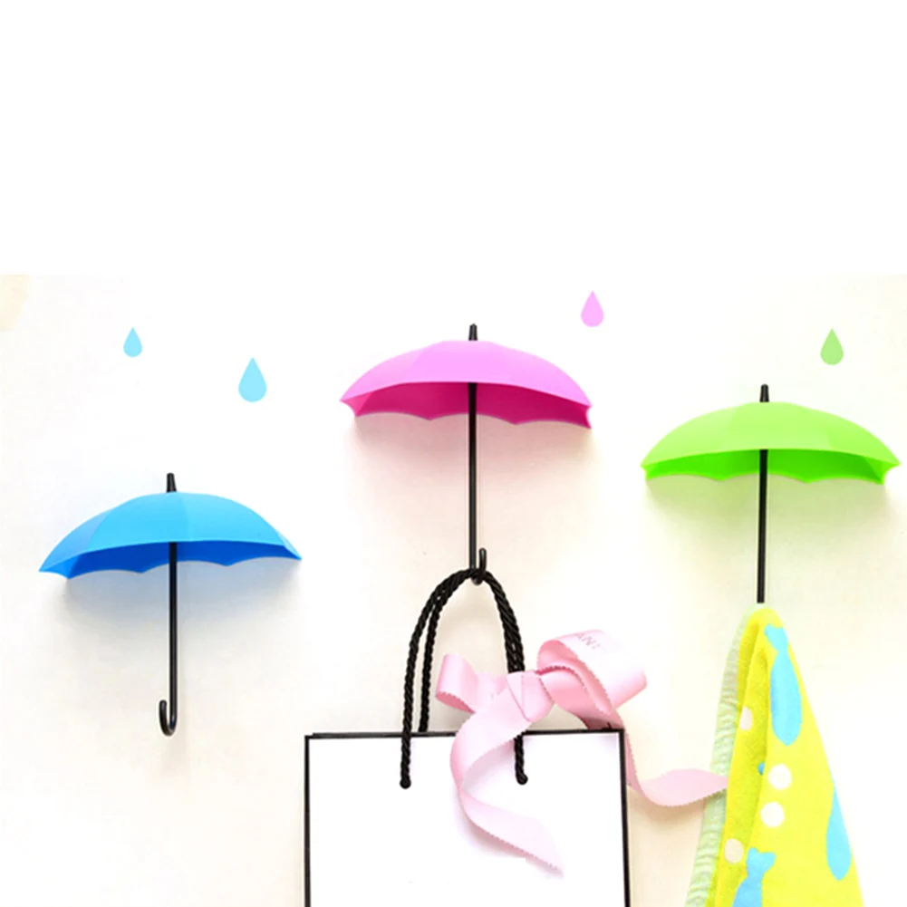 3pcs/set Creative Storage Holder Racks Cute Umbrella Wall Mount Key Holder Wall Towel Umbrella