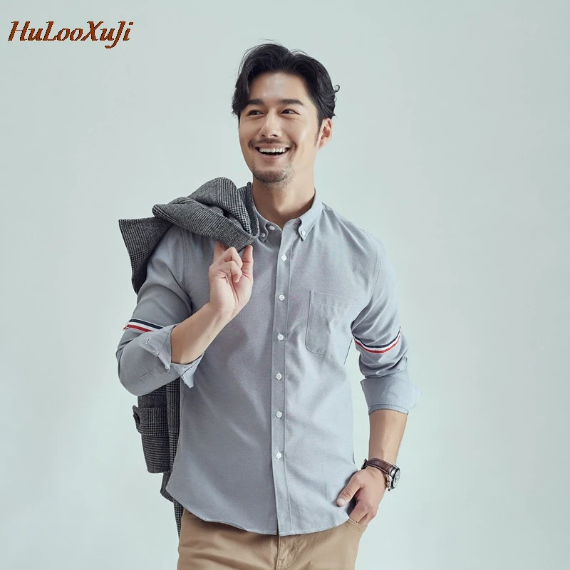 

HuLooXuJi Men Fashion Casual Shirts High Quality Business Long Sleeve Formal Dress Shirts US Size:XS-3XL