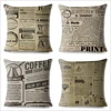 Vintage Newspaper Cushion Cover for Sofa Home Decor Throw Pillowcase Print Geometric Pillow Case Linen 45*45cm ► Photo 3/6