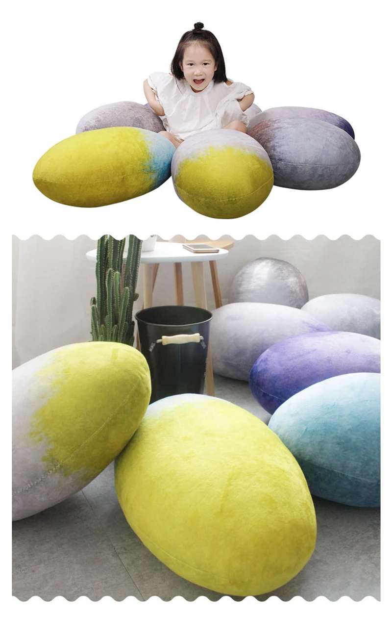 7pcs colorful personality plush pillow rainbow cobblestone cushion stone shape seat childen plush toy creative home decoration DY50424  (3)