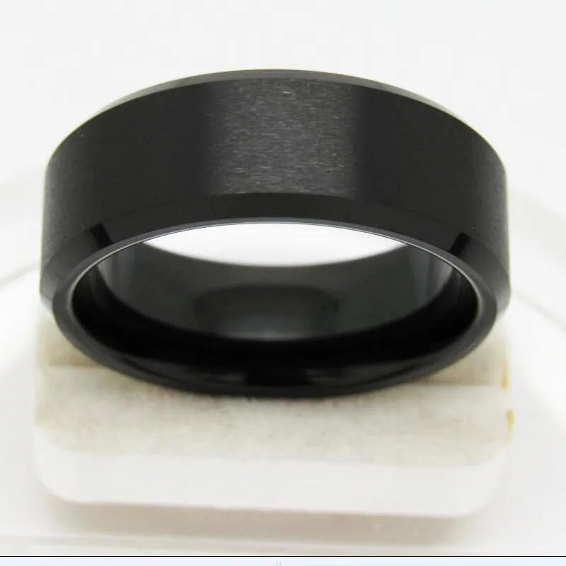Черный позолоченный/Скошенные/щетка Вольфрам кольца карбида для Для мужчин