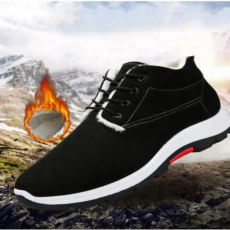 

FIDANEI Winter Men Cotton Shoes Outdoor Non-slip Plus Wool Snow Boots Casual Warm Lace-Up Men Sneakers Zapatos de hombre