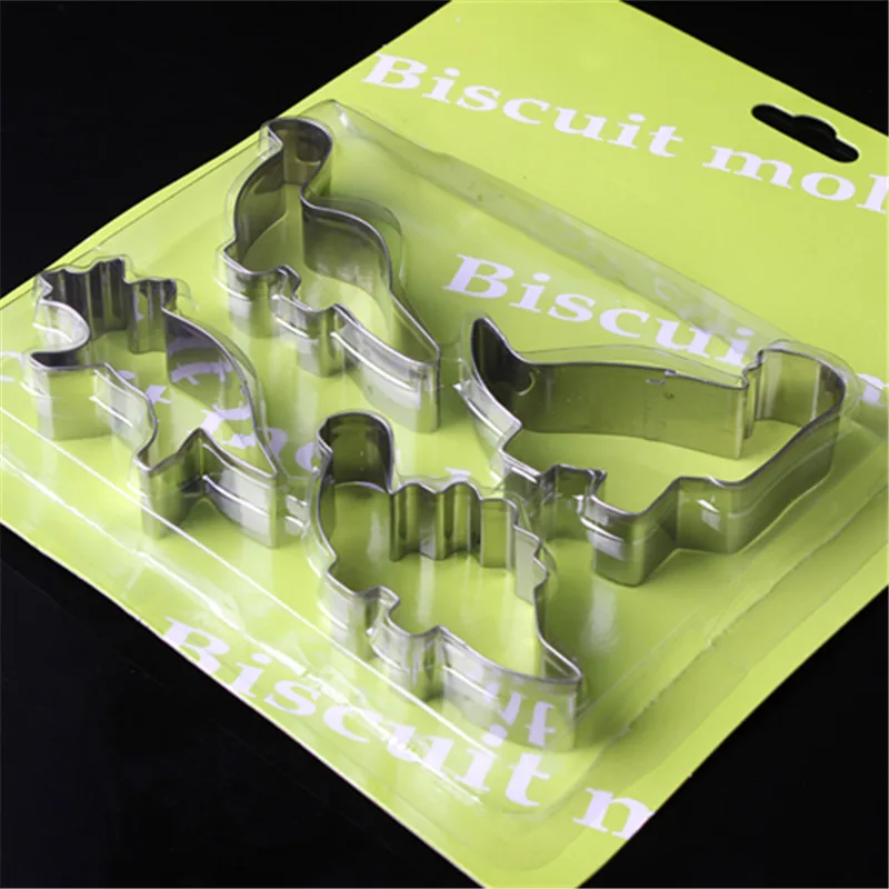 

4pcs/set Stainless Steel Cutter Molds Dinosaur Animal Party Baking Fondant Biscuit Cookie Cutter Cake Tool