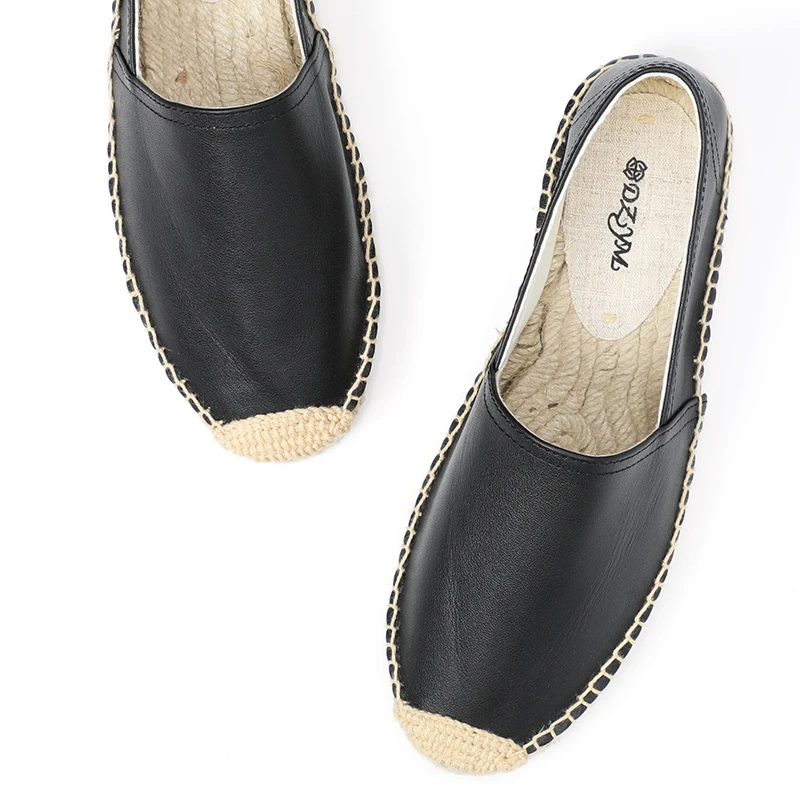 Женские эспадрильи на плоской подошве из натуральной кожи|slip on|fashion espadrilleswomen flat |