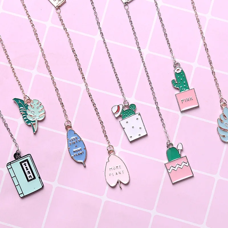 4 шт./компл. Творческий кактус, листья растений и металлической подвеской; Закладка для книги Книга Держатель карты сообщения подарочные канцелярские товары