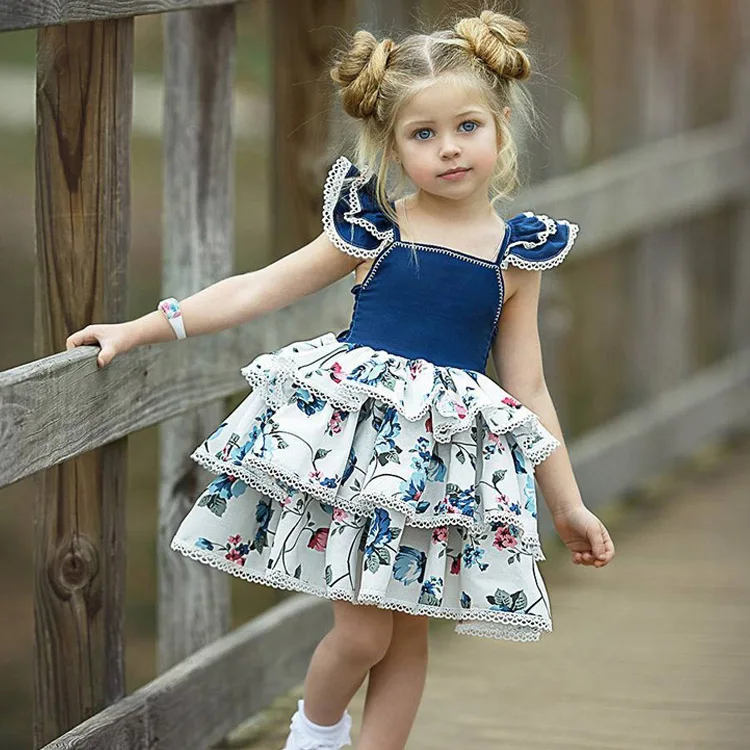 Рождественское платье для девочек; коллекция года; Летние Детские платья для маленьких девочек; одежда принцессы; платье для дня рождения для девочек; vestidos - Цвет: Blue