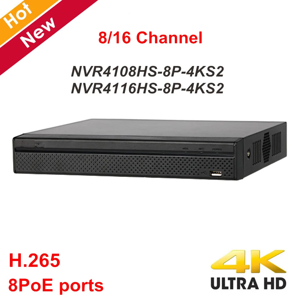

DH 4K POE NVR 8CH NVR 16CH English version NVR4108HS-8P-4KS2 NVR4116HS-8P-4KS2 H.265 8 PoE ports Motion detection Free ship