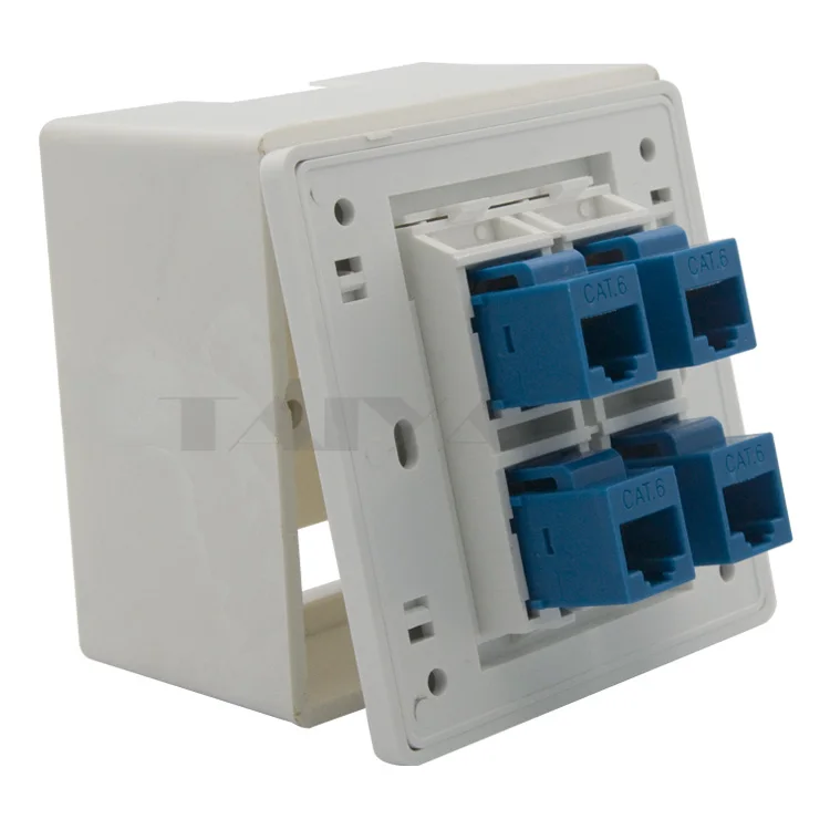 4 порта CAT6 Женский к женскому RJ45 сетевой настенной пластины