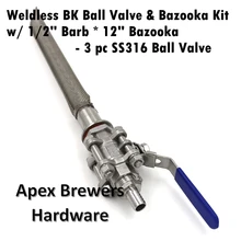 Бесшовных вскипятить чайник мяч Клапан и Базука комплект W/1'" Барб, 12" Базука, 3 предмета ss316 мяч Клапан, Пивоваров Аппаратные средства