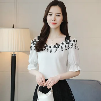 

Women Slash Neck Chiffon Blouse Fashion Women Off Shoulder Shirt Blouses