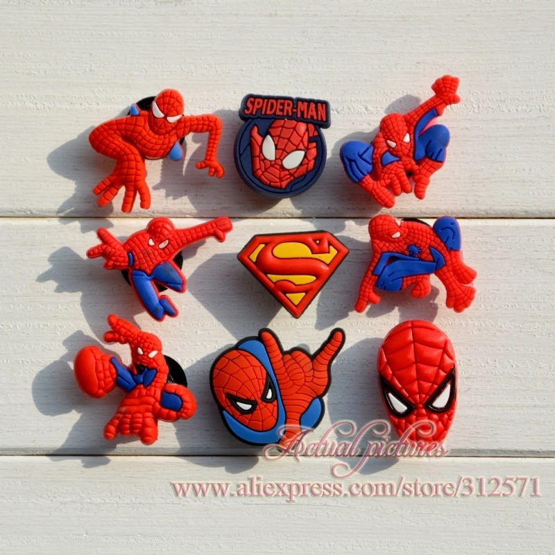

Hot sale !!! 100pcs/lot fashion Spider Man PVC shoe charms best gift for kid