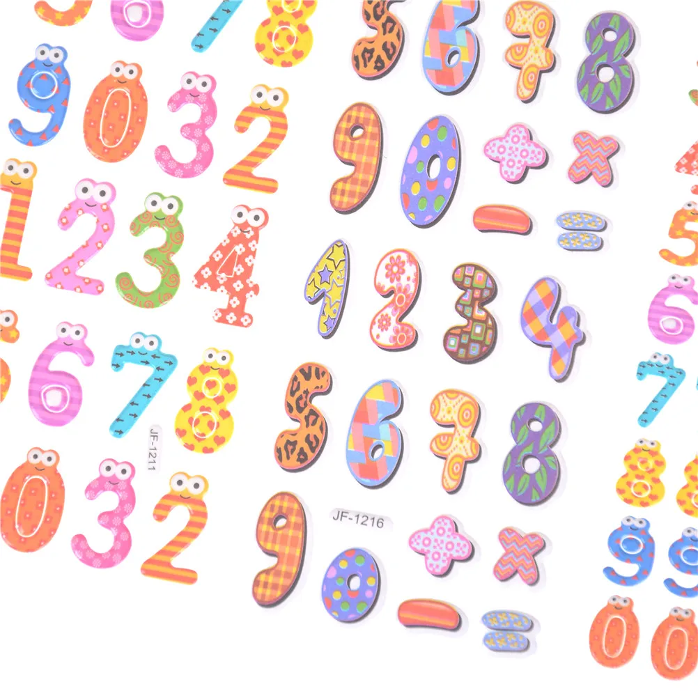 6 Sheets Cute Numbers Letter Symbol Scrapbooking Bubble Puffy Stickers Emoji Teacher Reward Kids Toy Factory Direct Sales