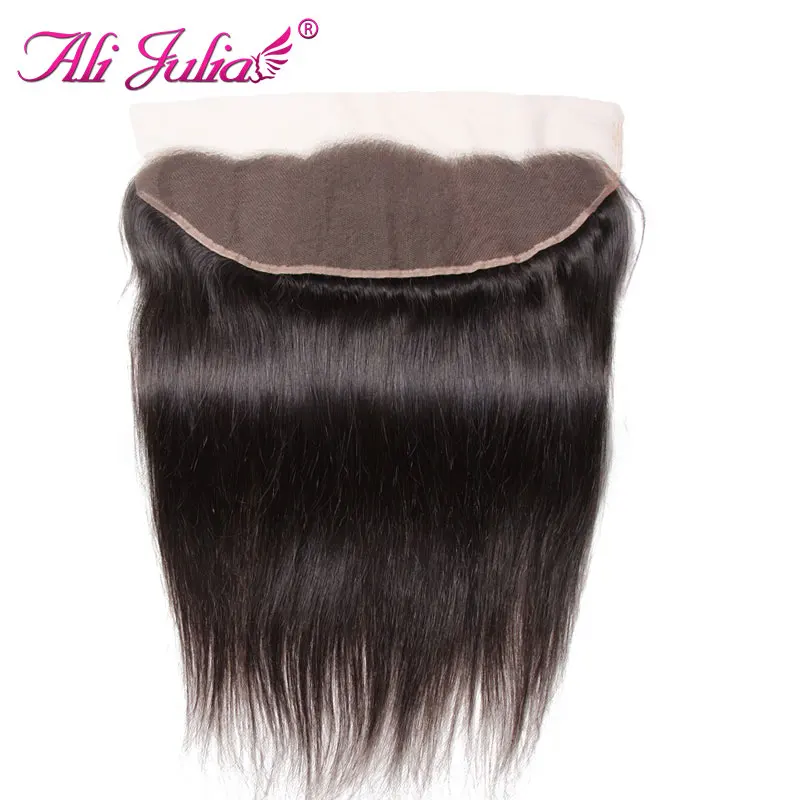 Ali Julia волосы 13 ''* 4'' перуанские прямые фронтальные 10 ''-20'' человеческие волосы уха до уха Кружева Фронтальная свободная часть 120% плотность Remy