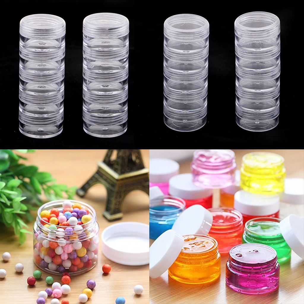 

Stackable Screw Top Jar Stacking Container Balm Crafts Cream Glitter Beads Jewelry for Work Shop Home School Office -10 Box