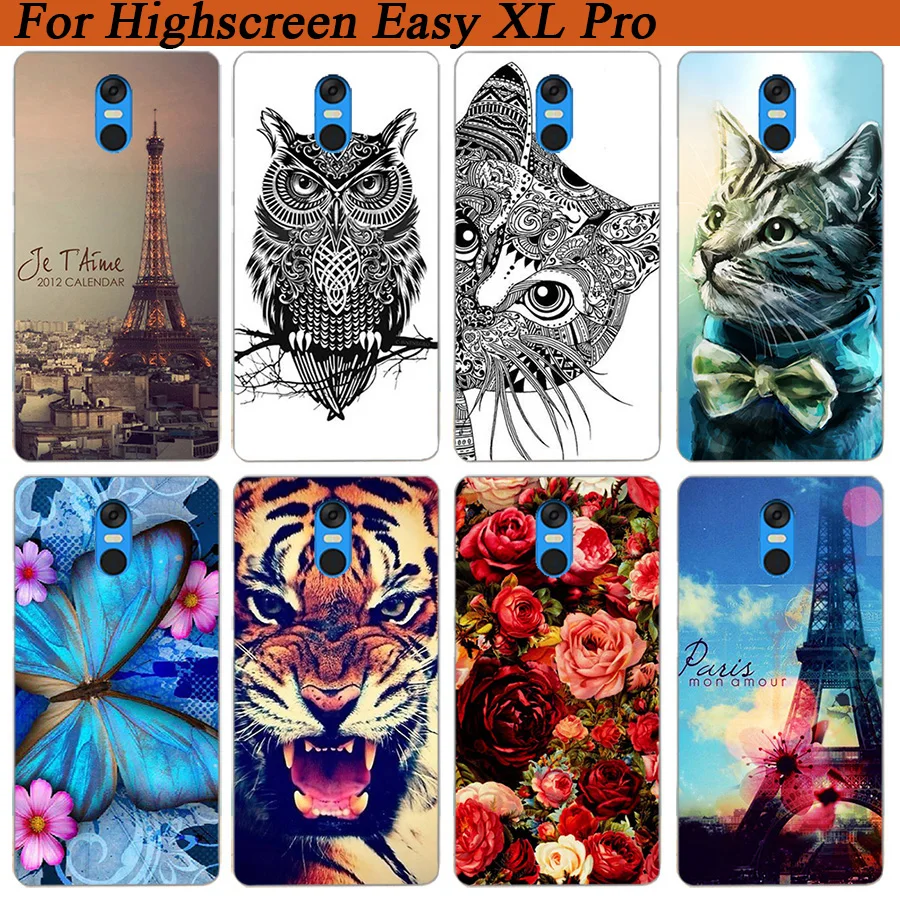 

For Highscreen Easy XL Pro Case Cover Soft Tpu Tiger Owl Rose Pattern Painted Phone Case For Highscreen Easy XL Pro Fundas Sheer