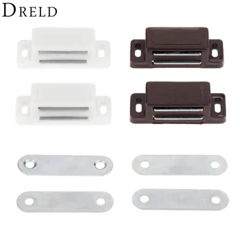 DRELD 2Pcs 4616MM Magnetic Door Catches Kitchen Cupboard Wardrobe Magnetic Cabinet Latch Catches Furniture Hardware with Screws