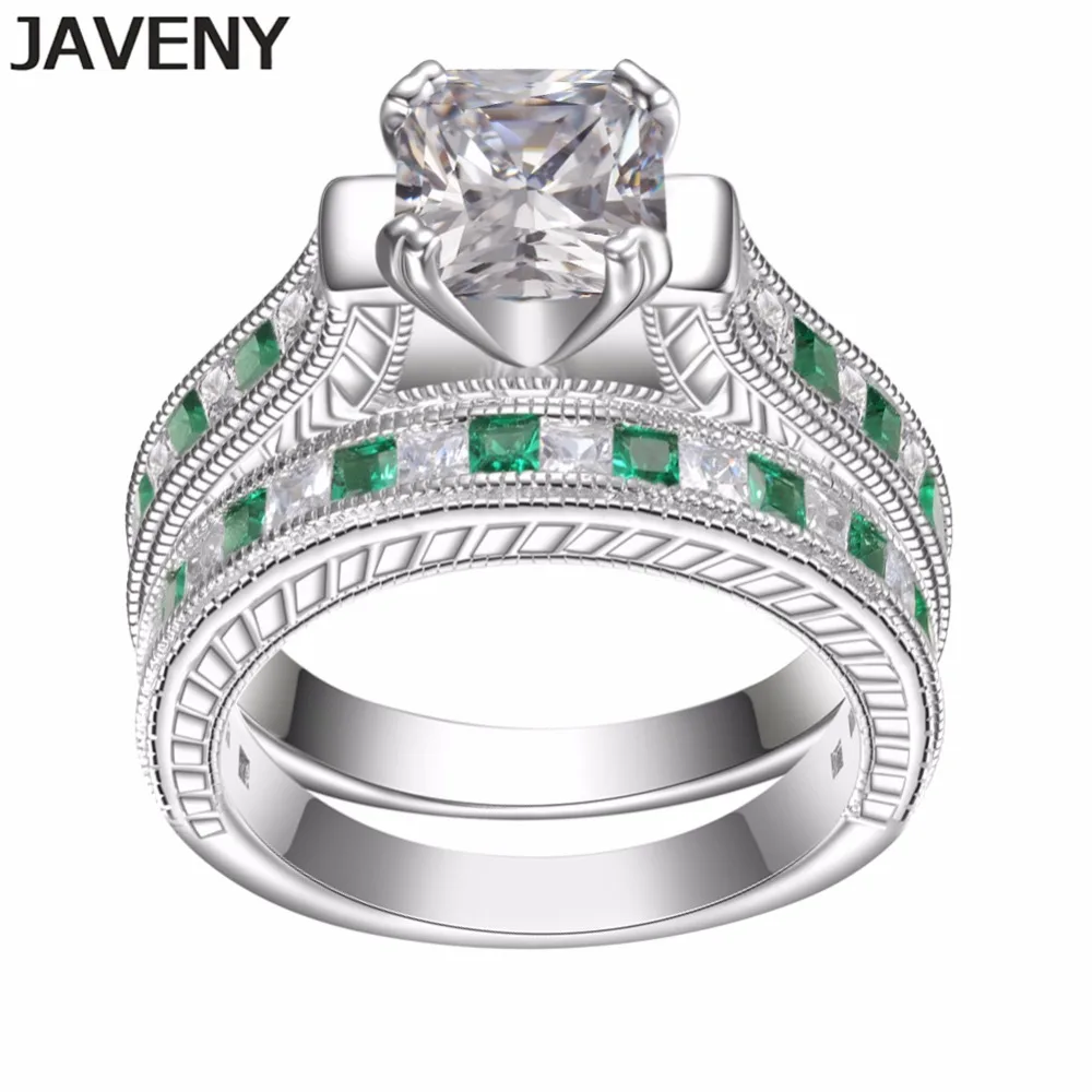 

925 Sterling Silver Princess CZ Cubic Zirconia Ladies Womens Girls Engagement Bridal Wedding Rings Sets Mothers Birthday Gifts