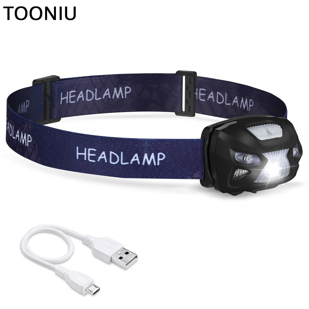 Goede 1000LM Mini Oplaadbare 5 W Led koplampen Body Motion Sensor LED Fiets Hoofd Licht Lamp Outdoor Camping Zaklamp USB Opladen
