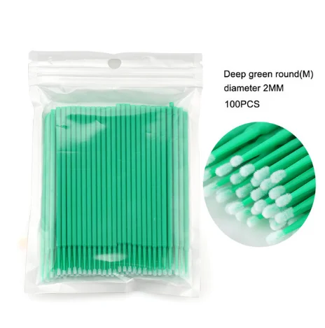 Green 100 шт./пакет одноразовые MicroBrush ресницы человека Расширение ресницы снятия тампон микро-щётка для наращивание ресниц инструменты - Цвет: Green