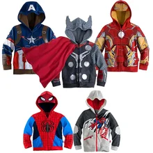 Chaude Garçon Spiderman Veste Thor Survêtement Super-Héros Manteau Garçons Iron man Hoodies Manteaux Bébé Enfants Captain America Shirts