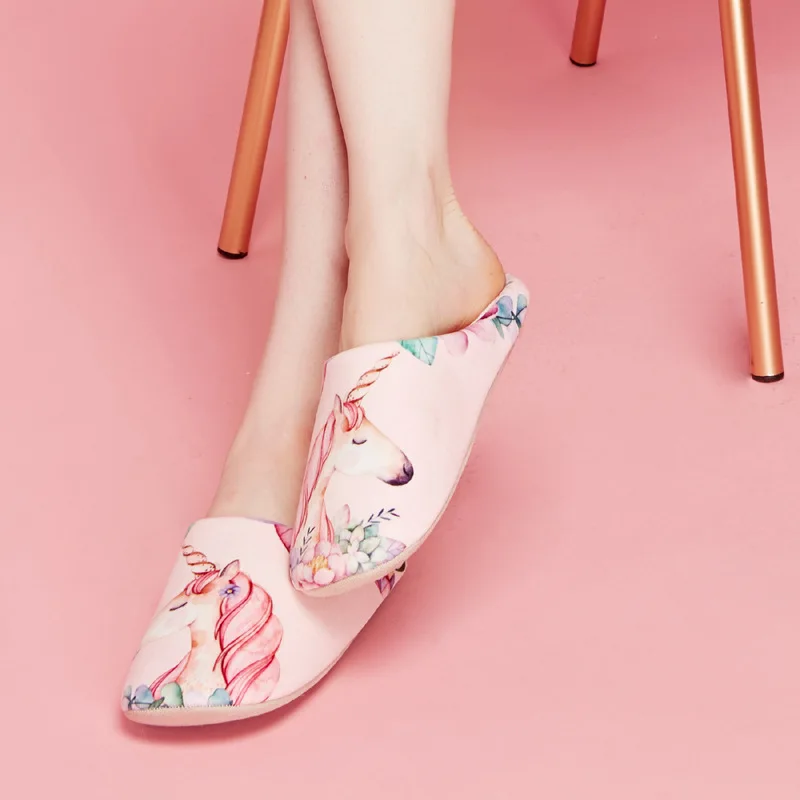 Тапочки с единорогом для взрослых; забавные плюшевые теплые женские домашние тапочки; Chausson Licorne; Белая обувь для взрослых; Большой размер 42