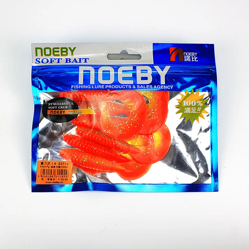 NOEBY 6 шт./партия, Мягкая приманка 85 мм/7 г, рыбная приманка вобблер, свинцовая наживка, крючок, мягкие черви креветки, океанские приманки, рыболовные снасти - Цвет: NW207