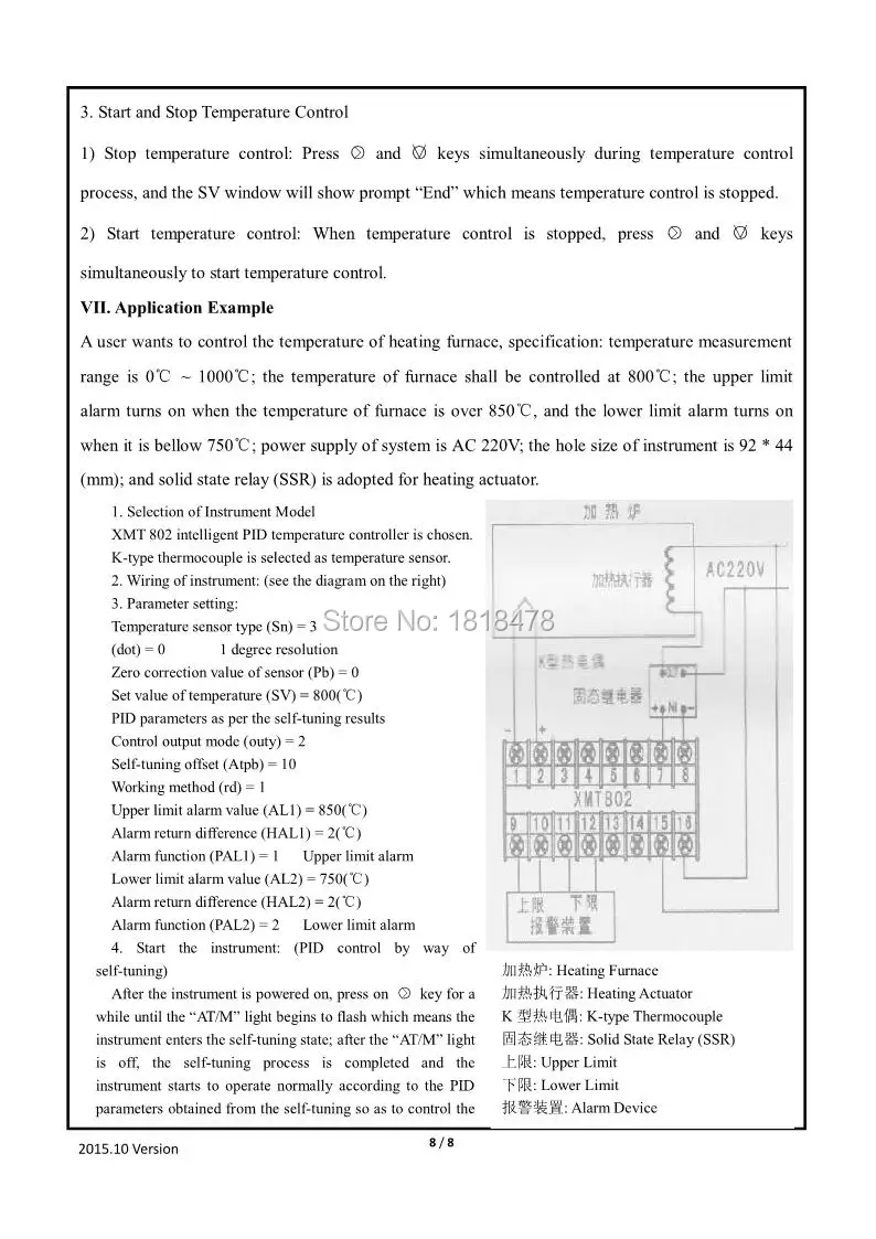 Инструкция на английском языке XMT-803 переменного тока 110 В 220 в 115-285 в SSR выход PV SV ЖК-дисплей Будильник PID цифровой регулятор температуры