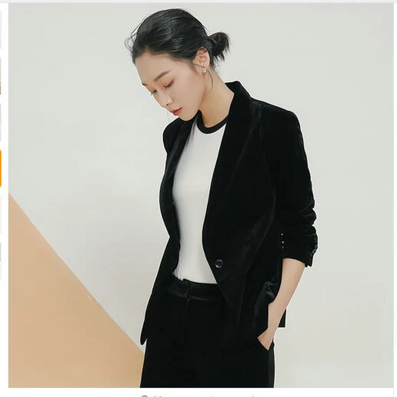 New Elegant Pant Suits Slim Women Office Business Suits Formal Work Wear 2 Piece Sets Dark Green Velvet Ladies Trouser Suits New Elegant Pant Suits Slim Women Office Business Suits Formal Work Wear 2 Piece Sets Dark Green Velvet Ladies Trouser Suits