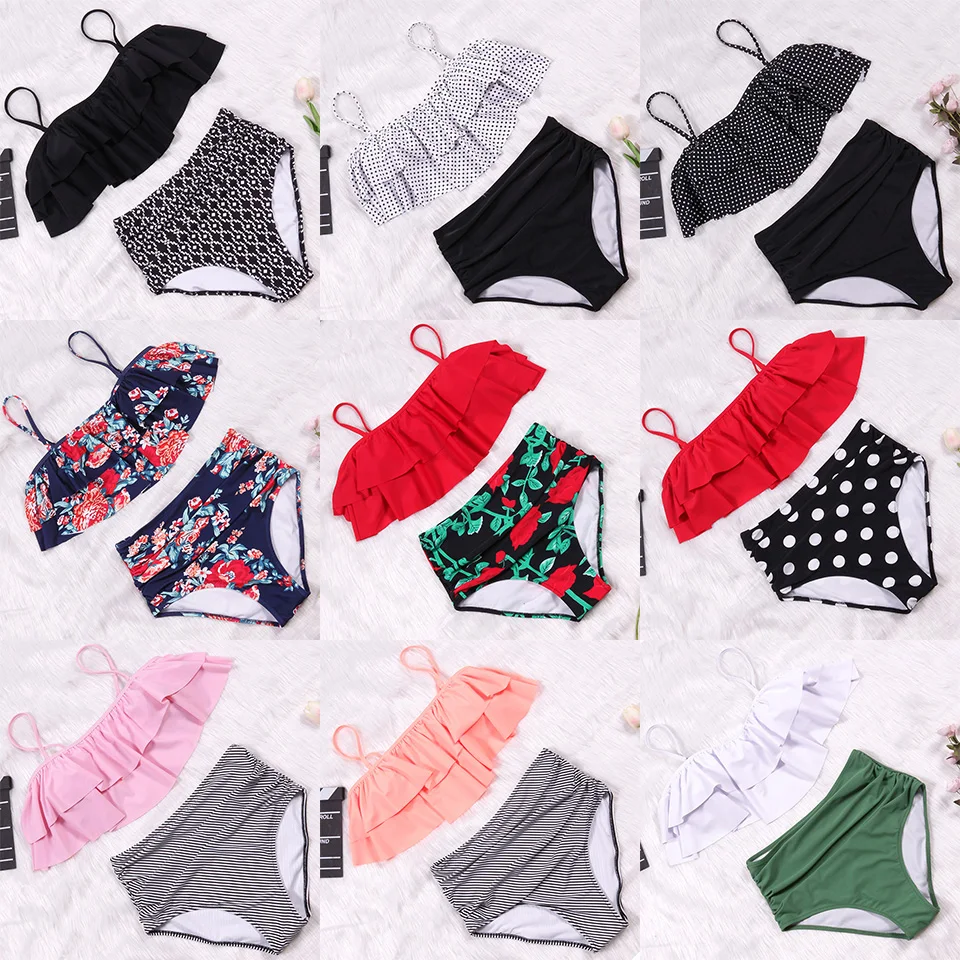 

TCBSG 2019 Sexy New Arrival Fallbala Women Swimsuit Female Swimwear High Waist Brazilian Bikini Set Beach Bathing Suits Biquini