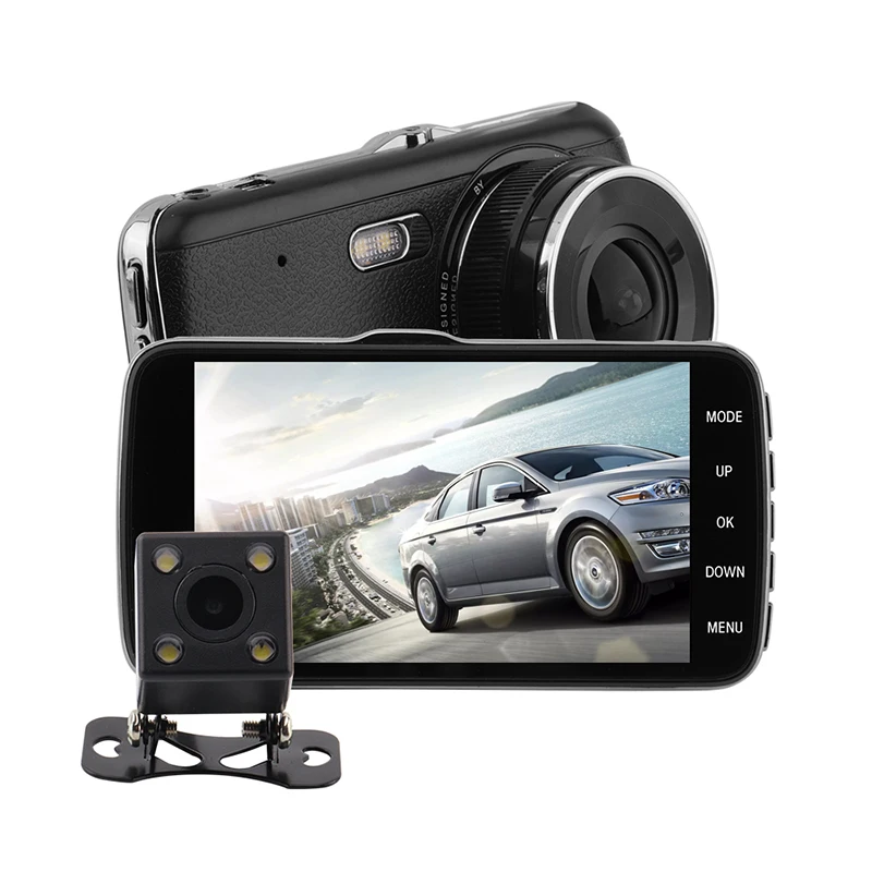

BORUiT Car DVR Camera Dual Lens with ADAS LDWS IPS 4.0" Full HD 1296P Car Distance Warning Dashcam Video Recorder Registrar