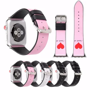 

genuine Love couple leather strap for apple watch band 42 44 40 38mm Woman gift for iwatch band 1/2/3/4 Replaceable Accessories
