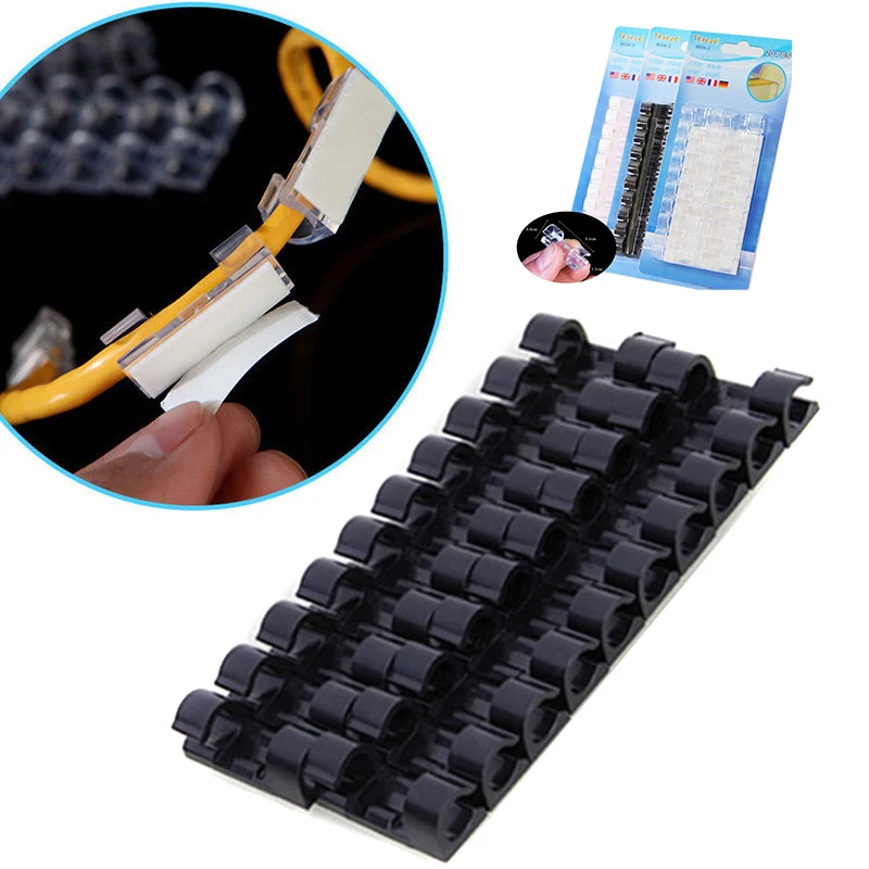 

Mayitr 20Pcs Multifunctional Adhesive Cord Drop Clip 3 Colors Table Wall Wire Tidy Organizer Cable Holder Clamp