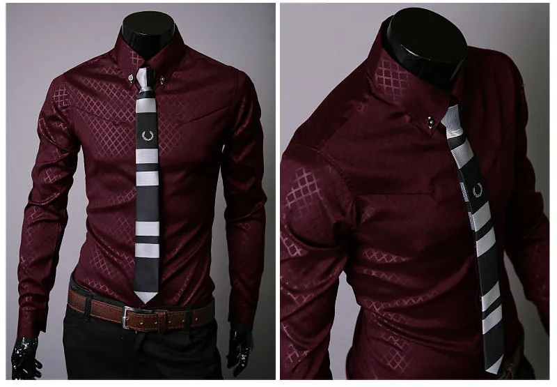 Mens Trendy Casual Slim Fit Long Sleeve 