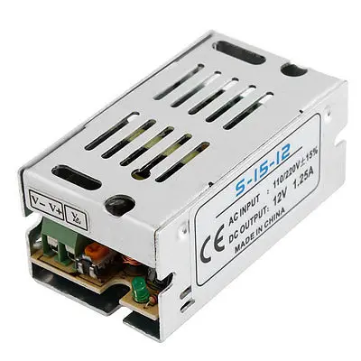 

AC 110/220V to DC 12V 1.25A 15W Switching Power Supply for LED Strip Light