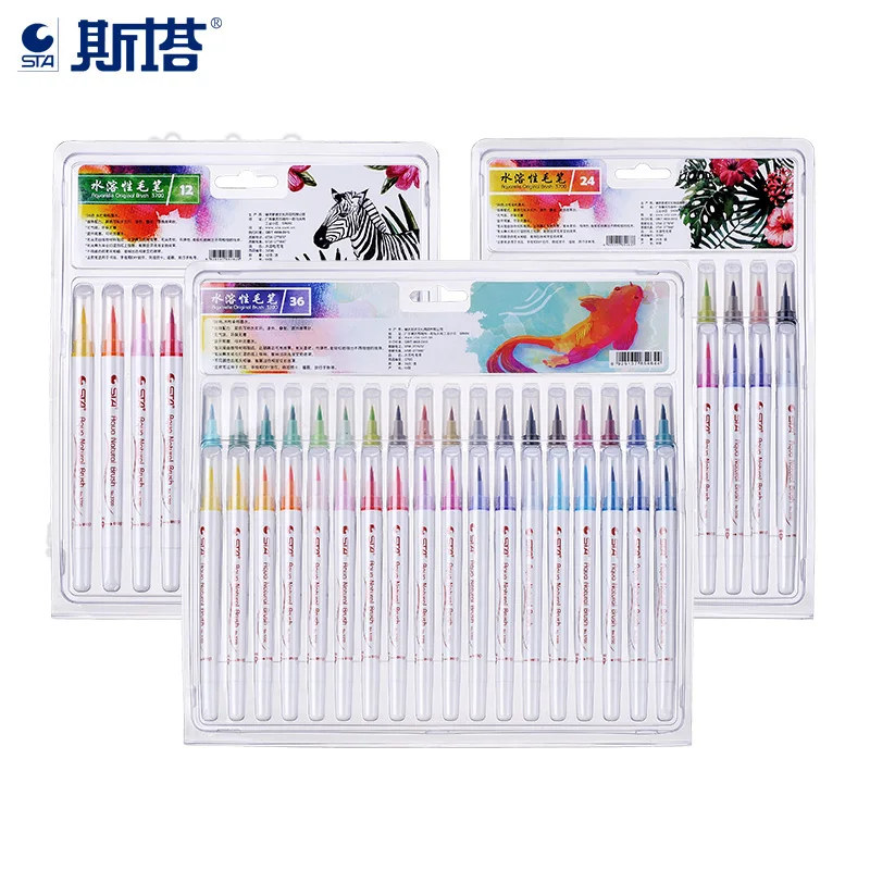 

STA 12/24/36 Colors Soft Brush Pen Set Durable Watercolor Pen For Artists Coloring Books Manga Comic Calligraphy Art Supplies