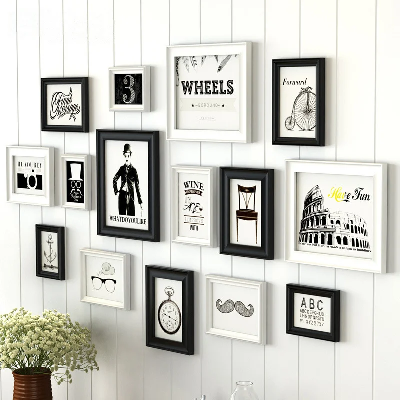 creative white black design home decor wall hanging photo frames wooden photo frame set 15 pcs - Wall Hanging Photo Frames Designs creative white black design home decor wall hanging photo frames wooden photo frame set 15 pcs - Wall Hanging Photo Frames Designs