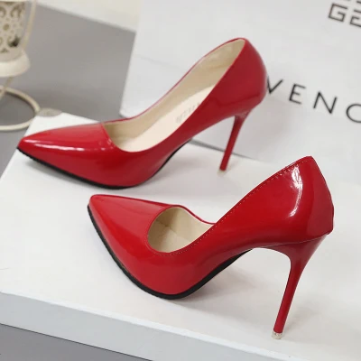 Новинка года; сезон весна-осень; женские тонкие туфли; модные туфли в Корейском стиле с острым носком на высоком каблуке; женские туфли с закрытым носком и бантом - Цвет: red 10cm
