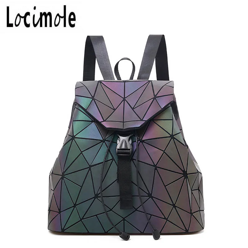 

Locimole Luminous Women Backpack Holographic Backpacks for Teenage Girls Female School Bag mochila feminina BIW278 PM49