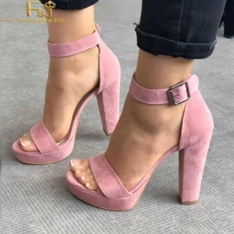 pink chunky heels