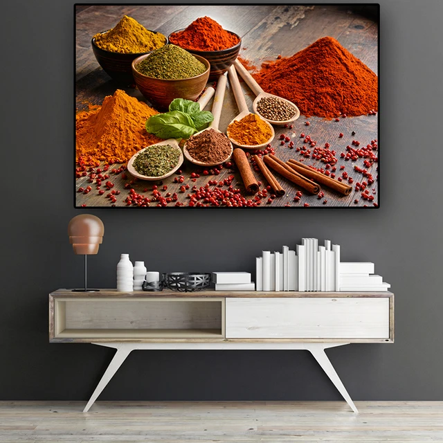 Colorful Spices Grains Kitchen Picture Printed on Canvas 1