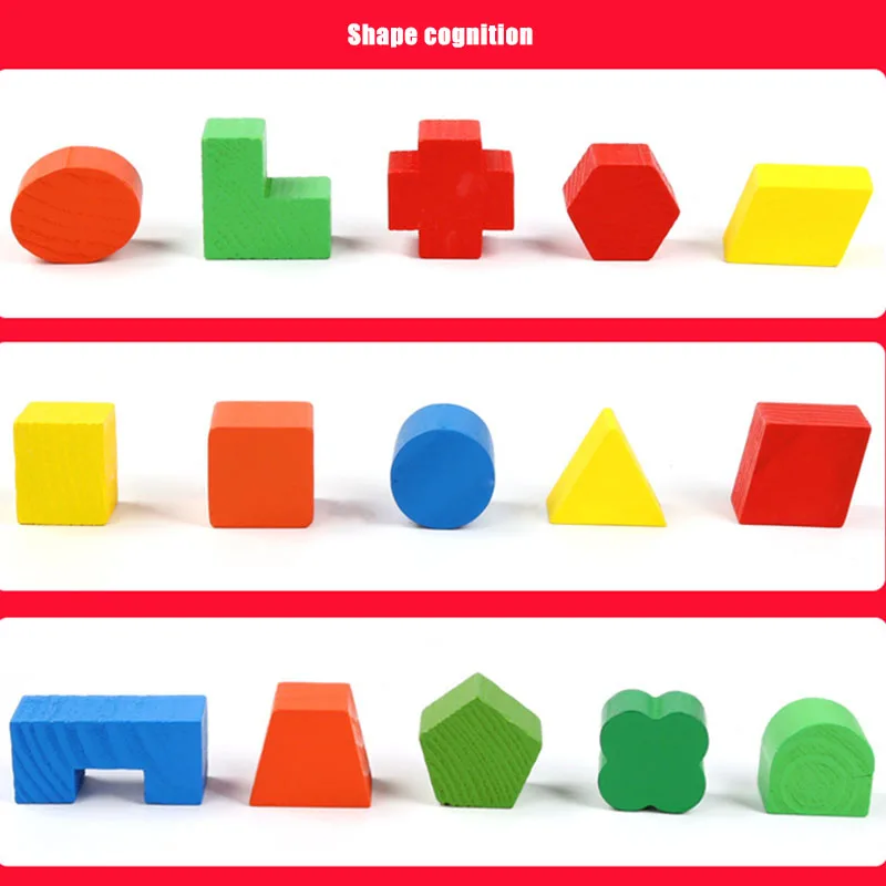 Детские деревянные пазлы, красочные геометрические строительные блоки, Ранние развивающие игрушки FJ88 - Цвет: as show