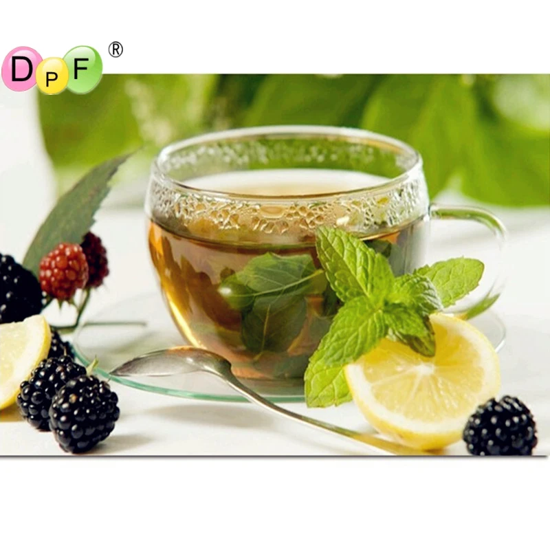 

DPF NEW Arrival Diamond Mosaic Diy Diamond Embroidery Coffee cup 3d paste full cross stitch kit Diamond painting fruit crafts