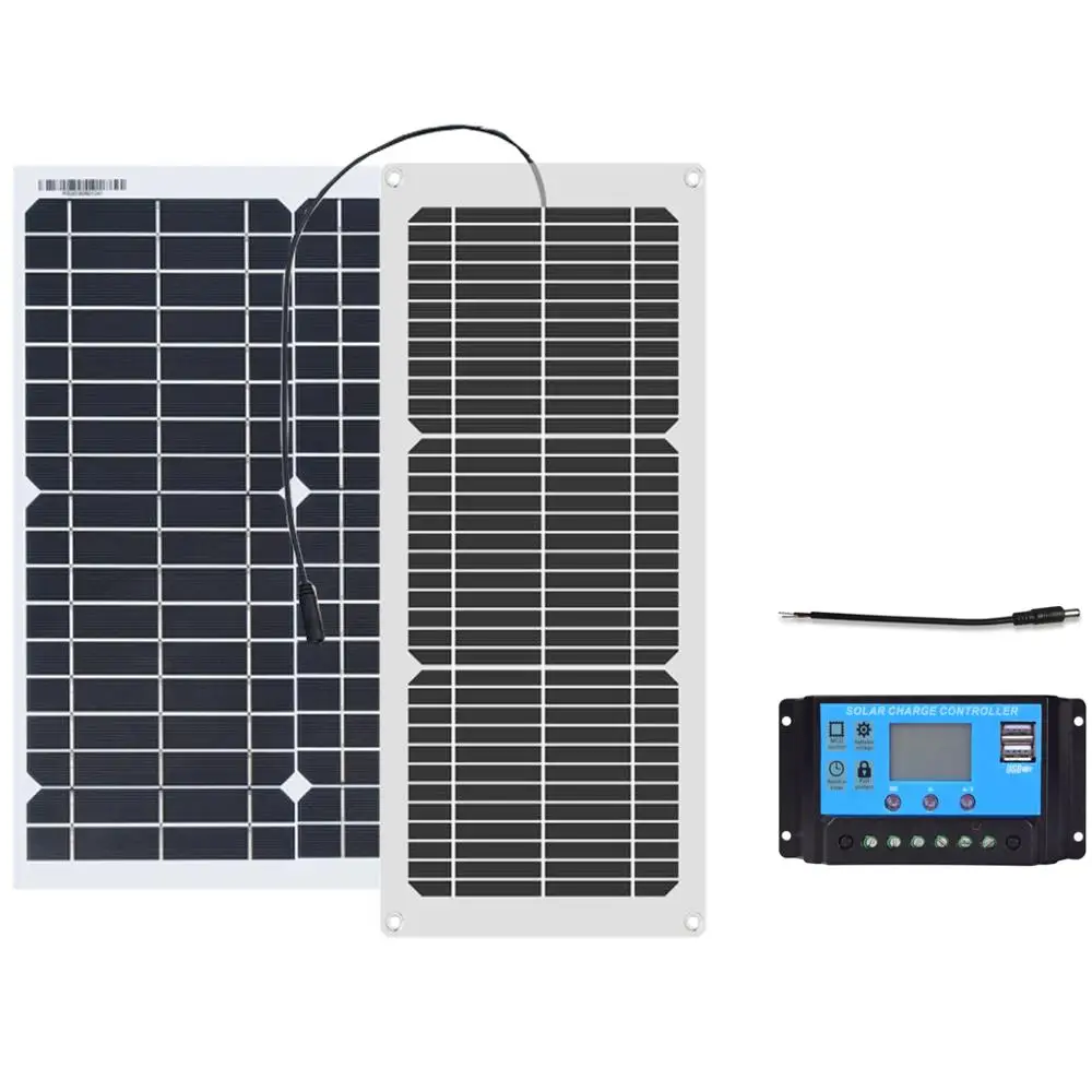Xinpuguang flexible solar panel cell 10w 20w with 12v 10A contorller Гибкая солнечная панель 18 Вт 10 20 с