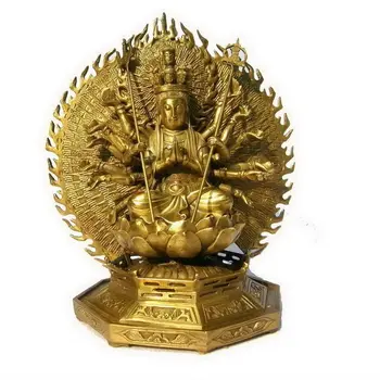 

Exquisite Kindness Chinese Antique Brass Thousand-hand Bodhisattva Statue Free Shipping 2 Color