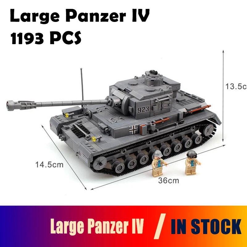 

KAZI Military War Tank 3D Model PZKPFW-IV Building Blocks Sets Compatible with Lego Army Bricks Educational Toys For Children